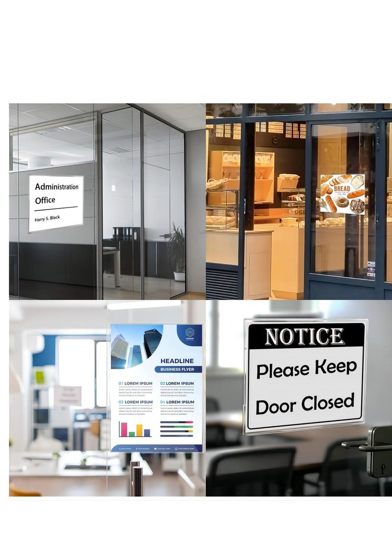 SYOSI Wall Mount Acrylic Sign Holder 6 Pack, 6x4" Clear Wall Frame with Double Sided Adhesive Tape for Office, Home, Store, Restaurant, No Drilling, Clear Paper Holder for Displaying Document Flyer Poster - Image 3