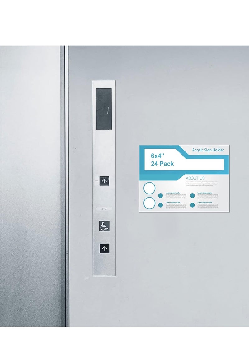 SYOSI Wall Mount Acrylic Sign Holder 6 Pack, 6x4" Clear Wall Frame with Double Sided Adhesive Tape for Office, Home, Store, Restaurant, No Drilling, Clear Paper Holder for Displaying Document Flyer Poster - Image 5