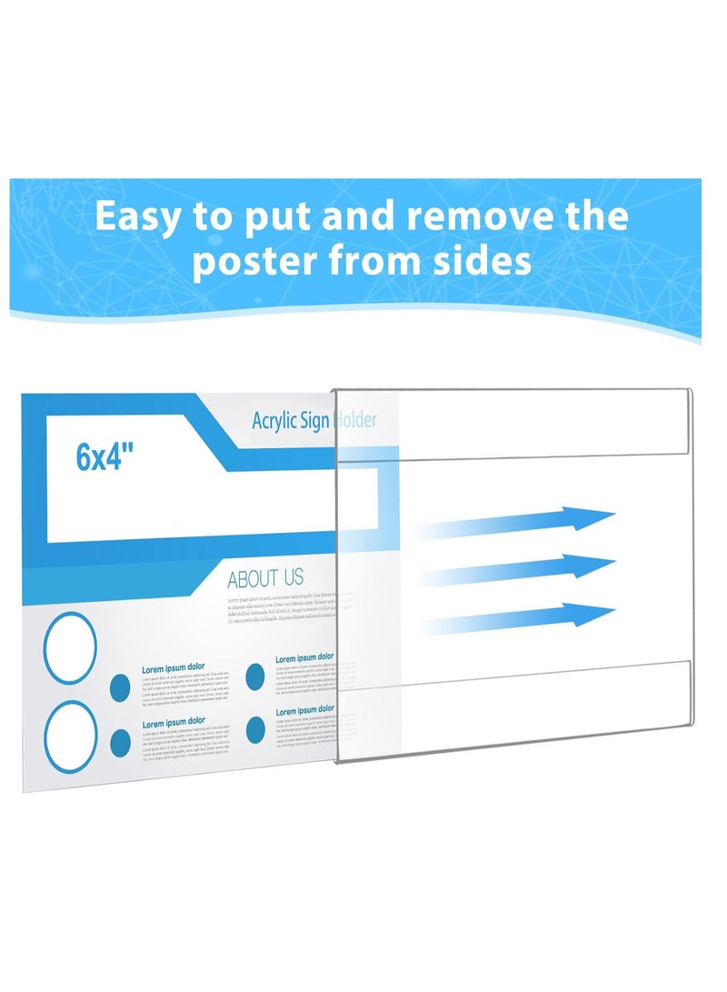 SYOSI Wall Mount Acrylic Sign Holder 6 Pack, 6x4" Clear Wall Frame with Double Sided Adhesive Tape for Office, Home, Store, Restaurant, No Drilling, Clear Paper Holder for Displaying Document Flyer Poster - Image 2