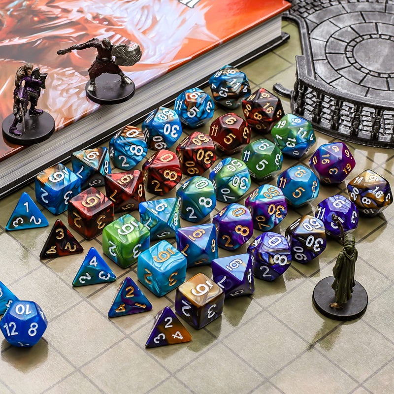 CiaraQ Polyhedral Dice Set - DND Role Playing Dice for Dungeons and Dragons RPG Table Games, Multi-Color, 42pcs - Image 3