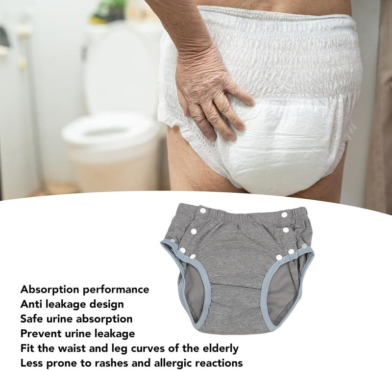 كلاراكو حفاضات قماشية للبالغين من القطن الخالص فائقة الامتصاص، رمادية متوسطة، امتصاص ممتاز، ملاءمة محددة، قدرة امتصاص عالية، مناسبة للبالغين - Image 2