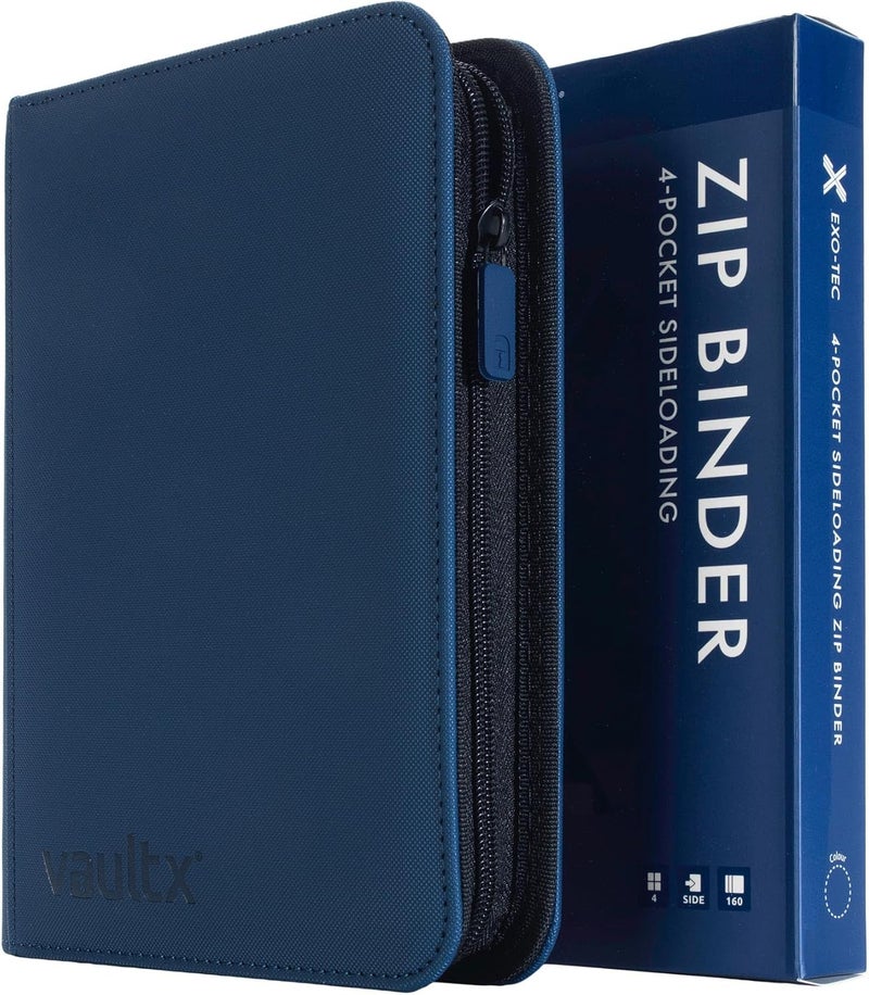 Vault X 4 Pocket Trading Card Zip Binder, 160 cards, Premium Exo-Tec Album Material, 20 Side-Loading Pages, Folder for Collectible Card Games, Sports, TCG (Blue) - Image 1