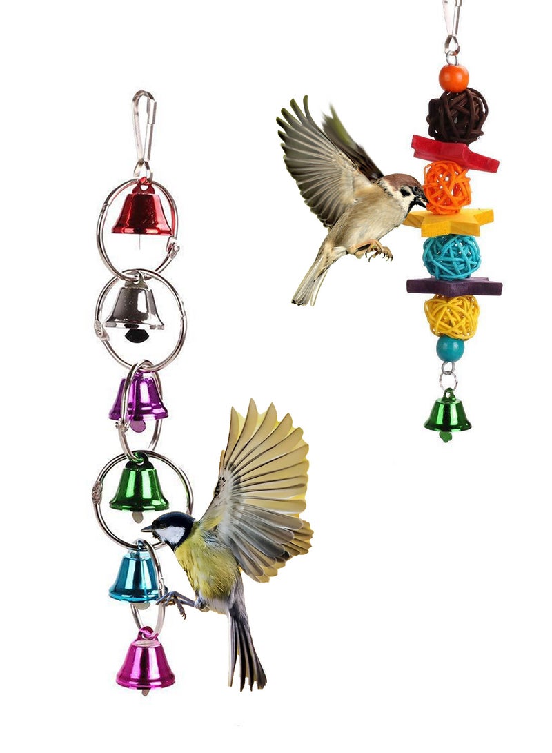 كيدل لعبة مضغ الطيور الببغاء معلق قفص لعبة الوقوف للطيور الصغير لعبة الطيور الملونة مع أرجحة معلقة قفص الببغاء اكسسوارات - Image 2