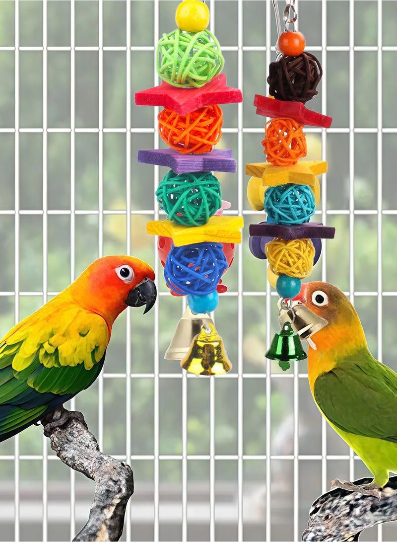 كيدل لعبة مضغ الطيور الببغاء معلق قفص لعبة الوقوف للطيور الصغير لعبة الطيور الملونة مع أرجحة معلقة قفص الببغاء اكسسوارات - Image 4