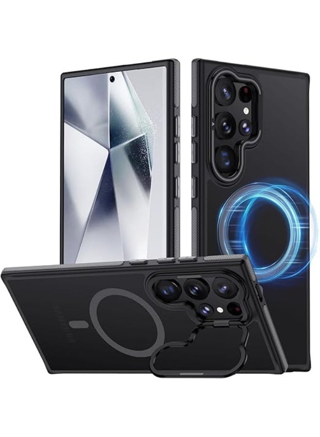 جراب هاتف Samsung Galaxy S23 Ultra، متوافق مع MagSafe، مقبض مانع للانزلاق، حماية عسكرية، جراب هاتف بمسند قابل للتعديل، جراب مغناطيسي (رمادي) - Image 1