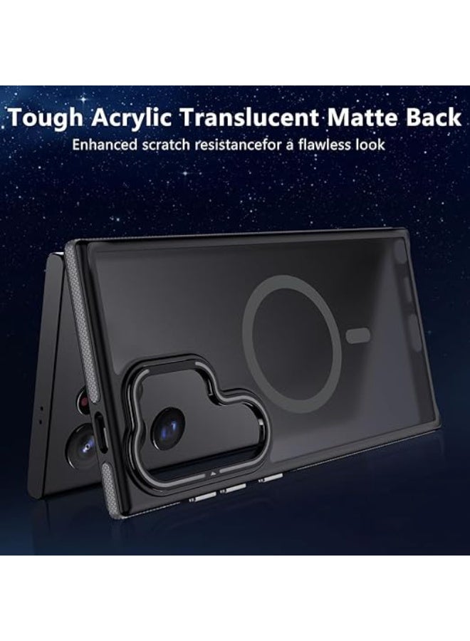 جراب هاتف Samsung Galaxy S23 Ultra، متوافق مع MagSafe، مقبض مانع للانزلاق، حماية عسكرية، جراب هاتف بمسند قابل للتعديل، جراب مغناطيسي (رمادي) - Image 2