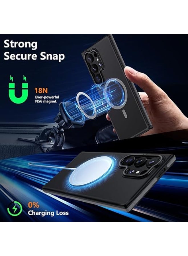 جراب هاتف Samsung Galaxy S23 Ultra، متوافق مع MagSafe، مقبض مانع للانزلاق، حماية عسكرية، جراب هاتف بمسند قابل للتعديل، جراب مغناطيسي (رمادي) - Image 4