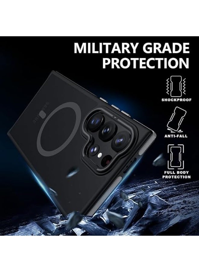 جراب هاتف Samsung Galaxy S23 Ultra، متوافق مع MagSafe، مقبض مانع للانزلاق، حماية عسكرية، جراب هاتف بمسند قابل للتعديل، جراب مغناطيسي (رمادي) - Image 3