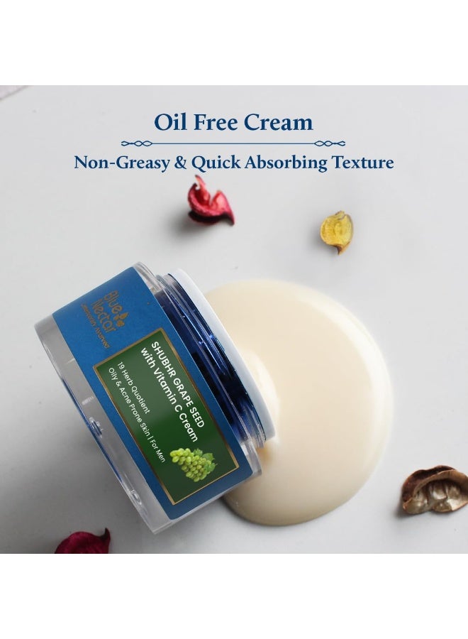 Blue Nectar Plant Based Vitamin C Face Moisturizer for Oily Acne Prone Skin with Grapeseed | Oil Free Lightweight Cream for Women (19 herbs, 50g) - Image 3