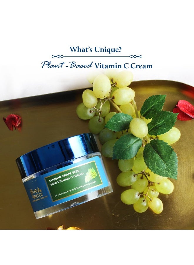 Blue Nectar Plant Based Vitamin C Face Moisturizer for Oily Acne Prone Skin with Grapeseed | Oil Free Lightweight Cream for Women (19 herbs, 50g) - Image 2