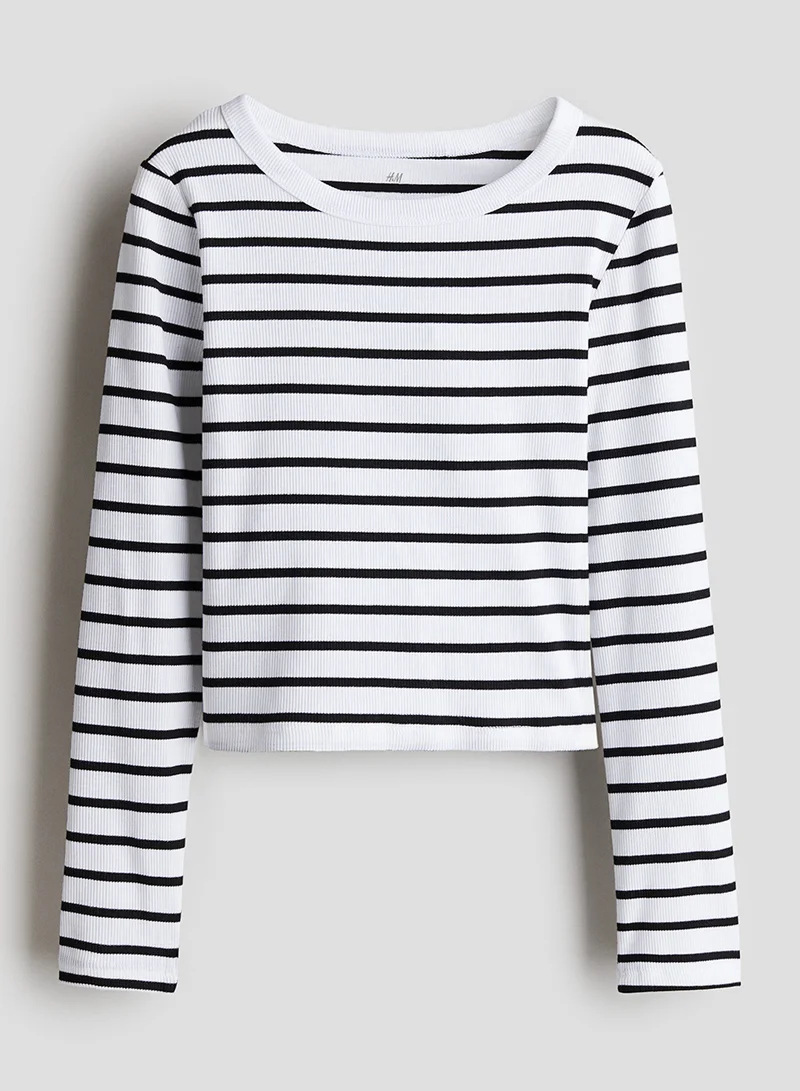 H&M Ribbed Cotton Jersey Top