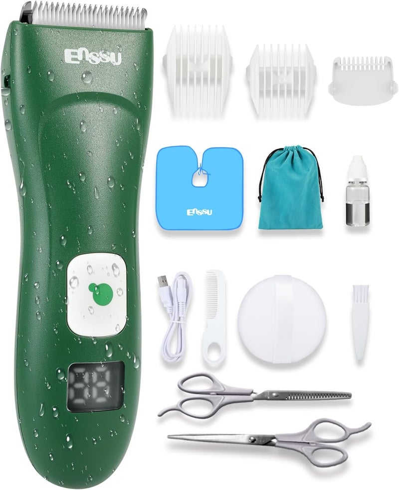 ENSSU Baby Hair Clippers, Cordless Hair Clipper for Kids with LED Display, Baby Hair Cutting Kit with Skin-Safe Blade, Waterproof Hair Trimmer for Children/Toddler, Rechargeable& an Hour Quick Charger - Image 1