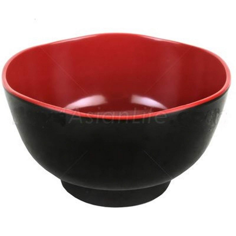 JapanBargain مجموعة 2 من وعاء الحساء الياباني ستايل 2372 من JapanBargain وعاء حساء ميسو وعاء أرز وعاء وجبات خفيفة وعاء حلوى وعاء مقبلات وعاء سلطة 10 أونصة (أسود/أحمر) - Image 2