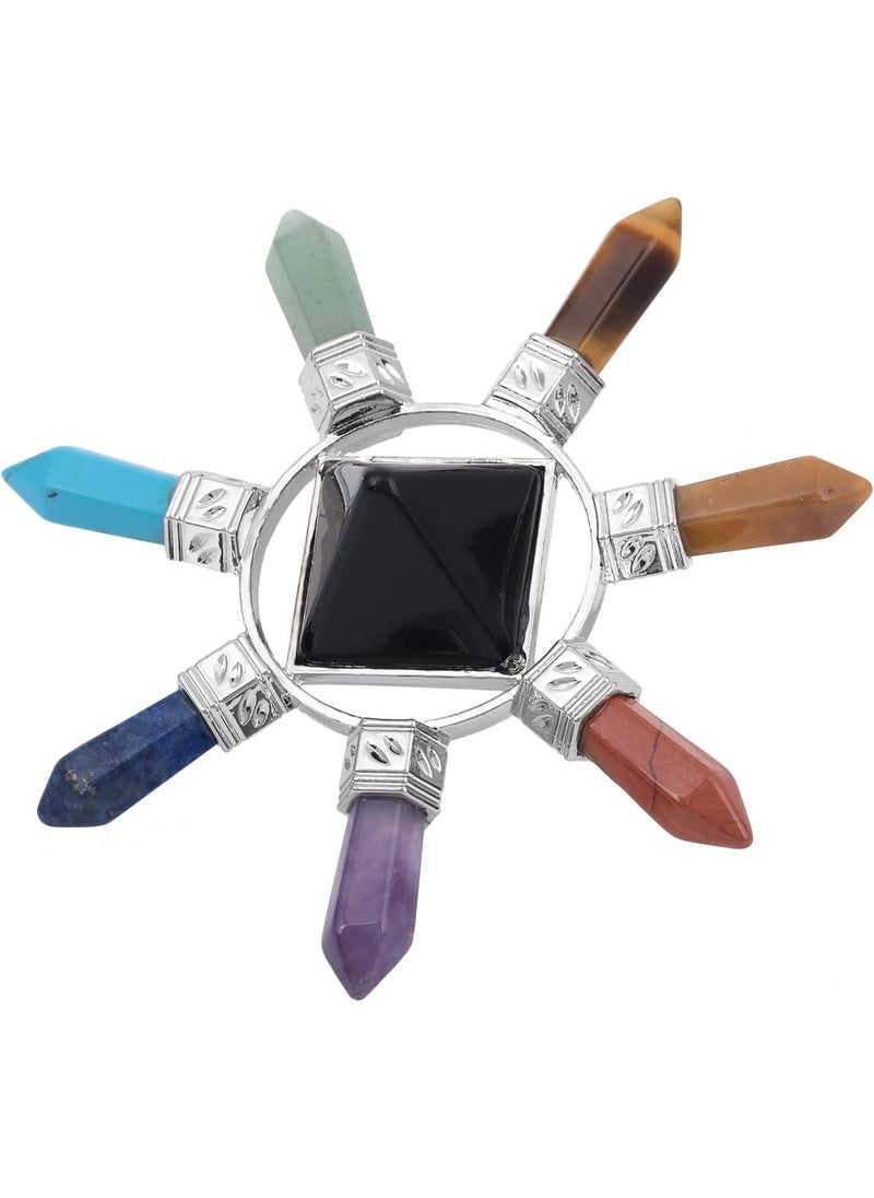 SUNYIK SUNYIK 7 Chakra Crystal Energy Generator,Healing Reiki Point Pyramid,Black Obsidian,Seven Direction 