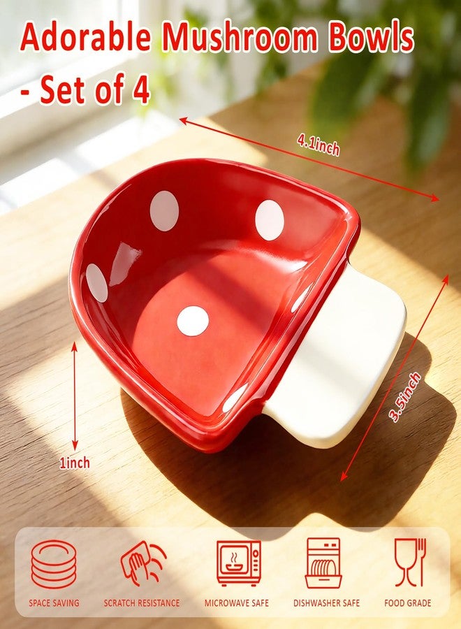 Katathani Mushroom Shaped Ceramic Dip Bowls Set of 4, Soy Sauce Dish & Appetizer Plates - 4 Inch Small Dipping Bowls for Condiments, Sushi, Olive Oil, Charcuterie Board & Side Dishes - Image 2
