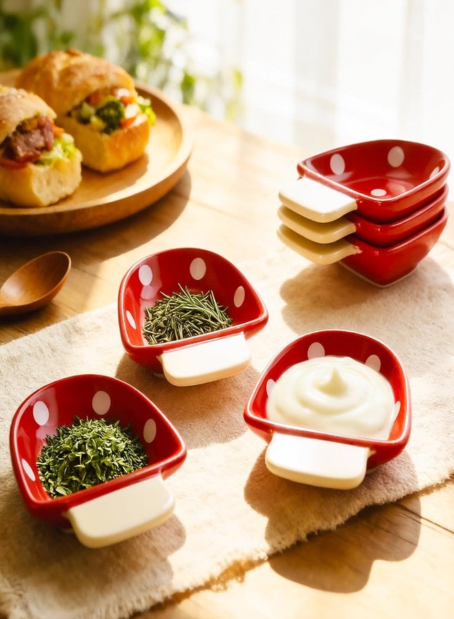 Katathani Mushroom Shaped Ceramic Dip Bowls Set of 4, Soy Sauce Dish & Appetizer Plates - 4 Inch Small Dipping Bowls for Condiments, Sushi, Olive Oil, Charcuterie Board & Side Dishes - Image 5