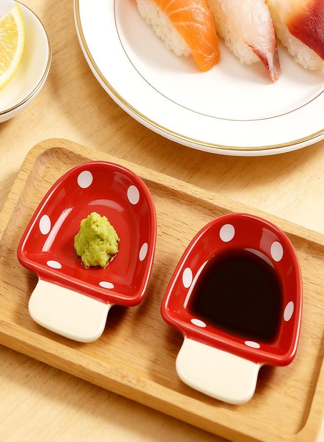 Katathani Mushroom Shaped Ceramic Dip Bowls Set of 4, Soy Sauce Dish & Appetizer Plates - 4 Inch Small Dipping Bowls for Condiments, Sushi, Olive Oil, Charcuterie Board & Side Dishes - Image 4