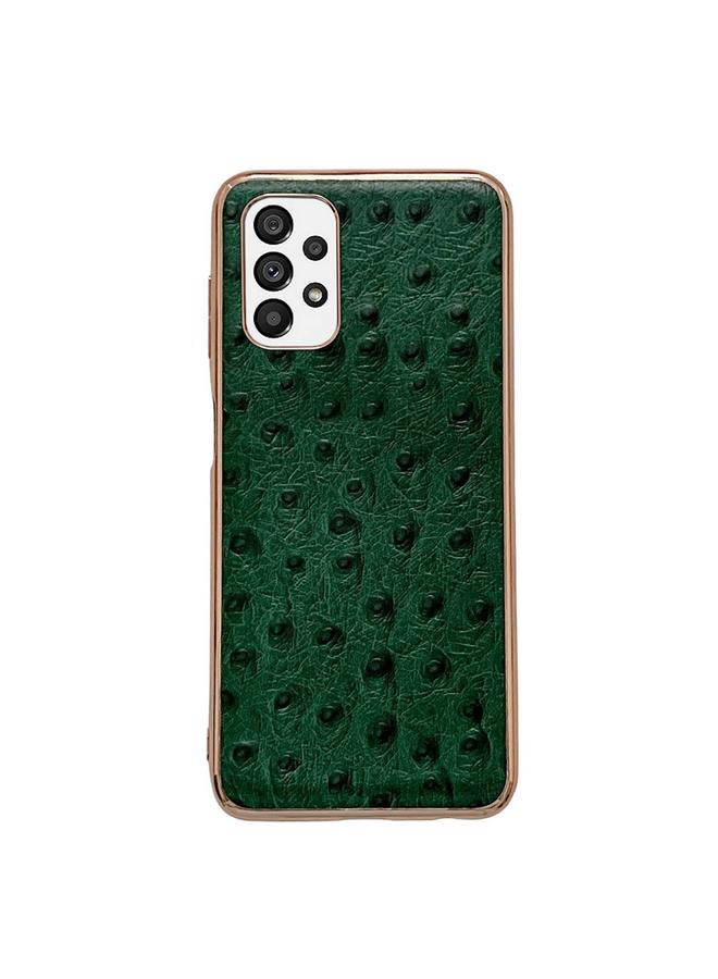 اس-توب جراب لهاتف Samsung Galaxy A73 5G مصنوع من الجلد الطبيعي بنمط جلد النعام مع طلاء كهربائي نانوي - Image 1