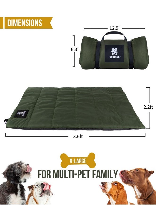 OneTigris - Large Dog Bed Washable Matteress Anti Slip Cushion For Pets Sleeping, 3.6Ft By 2.2Ft WaterResistant Pet Bed For Indoor Outdoor(Green) - Image 1