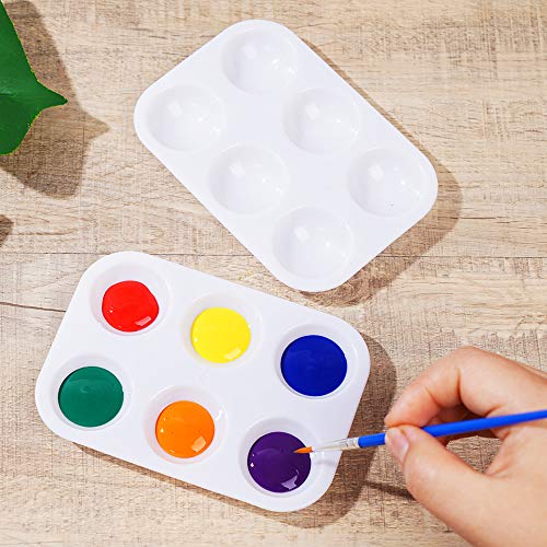 DAIKOYE 30 PCS White Plastic Paint Palettes 6 Well Rectangular Watercolor Palette Painting Tray for Painting Party, DIY Craft and Art Painting - Image 5