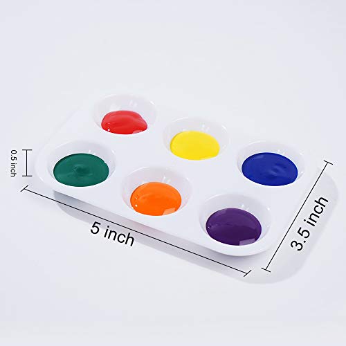 DAIKOYE 30 PCS White Plastic Paint Palettes 6 Well Rectangular Watercolor Palette Painting Tray for Painting Party, DIY Craft and Art Painting - Image 2