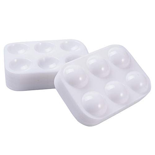 DAIKOYE 30 PCS White Plastic Paint Palettes 6 Well Rectangular Watercolor Palette Painting Tray for Painting Party, DIY Craft and Art Painting - Image 3