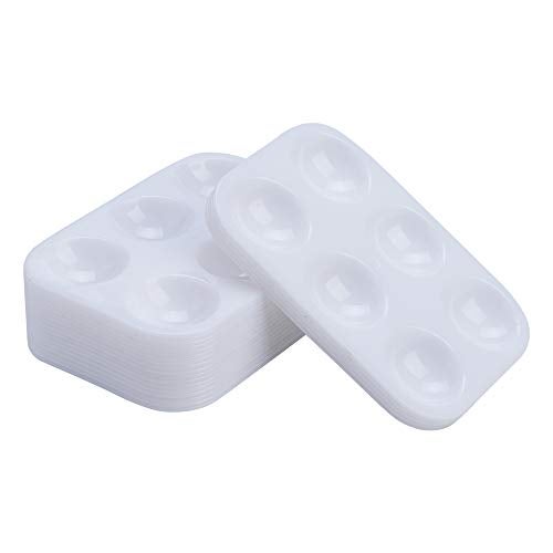 DAIKOYE 30 PCS White Plastic Paint Palettes 6 Well Rectangular Watercolor Palette Painting Tray for Painting Party, DIY Craft and Art Painting - Image 1
