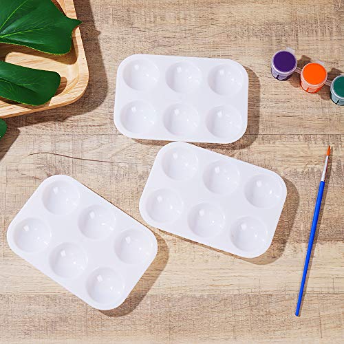 DAIKOYE 30 PCS White Plastic Paint Palettes 6 Well Rectangular Watercolor Palette Painting Tray for Painting Party, DIY Craft and Art Painting - Image 4