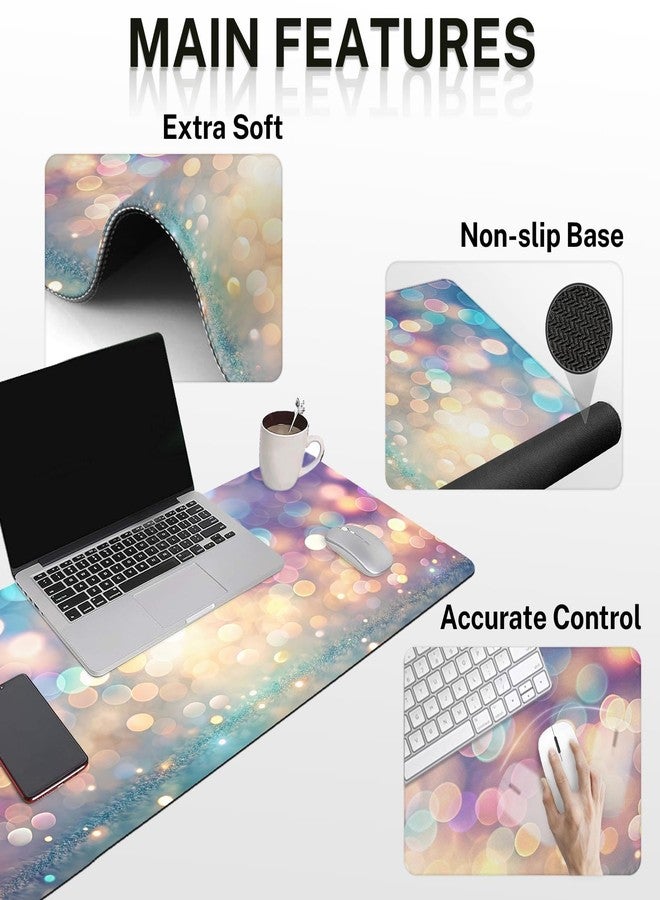 Britimes Keyboard Mouse Pad Set 4in1 Large Mousepad+Keyboard Wrist Rest+Mouse Wrist Rest+Coaster Set with Ergonomic Design for Home Office Computer 35.4x15.7Inches (Abstract Pink and Blue Glitter) - Image 3