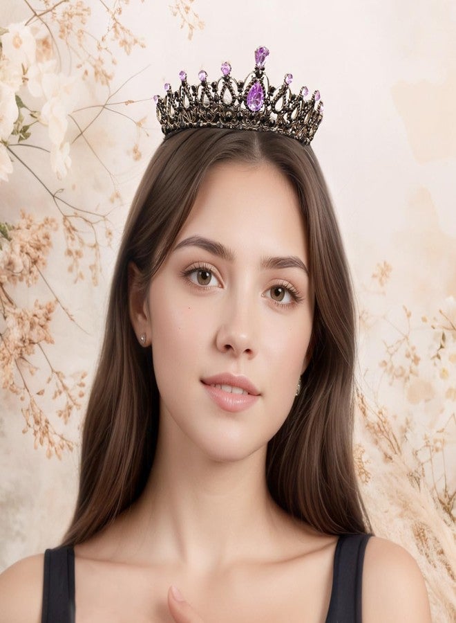 Rannyrena Crystal Wedding Tiaras and Crowns for Women Elegant Royal Queen Crown Sparkling Rhinestone Bridal Headbands Princess Quinceanera Headpieces for Birthday Prom Pageant Party (Dark Gold-purple1) - Image 5