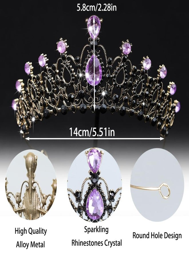 Rannyrena Crystal Wedding Tiaras and Crowns for Women Elegant Royal Queen Crown Sparkling Rhinestone Bridal Headbands Princess Quinceanera Headpieces for Birthday Prom Pageant Party (Dark Gold-purple1) - Image 4