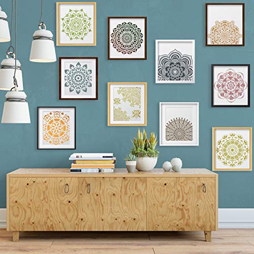 Zonon 10 Pieces Large Mandala Stencils Mandala Print Templates Reusable Painting Stencils Laser Cut Mandala Dot Stencils for Wall Tile Floor Fabric Furniture Painting DIY Supplies, 10 Styles, 2 Sizes - Image 2
