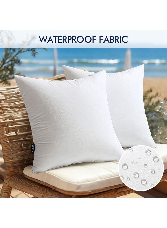 MIULEE MIULEE Pack of 2 18x18 Inch Outdoor Pillow Inserts Waterproof Decorative Throw Pillow Insert, Square Lumbar Garden Pillow Form for Patio Sofa Couch - Image 3