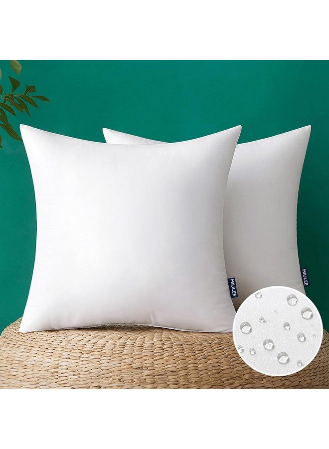 MIULEE MIULEE Pack of 2 18x18 Inch Outdoor Pillow Inserts Waterproof Decorative Throw Pillow Insert, Square Lumbar Garden Pillow Form for Patio Sofa Couch - Image 1