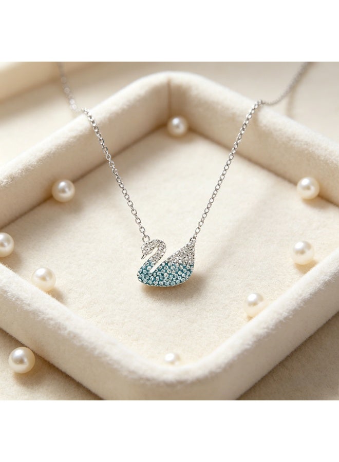 YelaJoy Dazzling Swan Necklace Rose Gold/Rose Gold Shiny Plating One Size,For Women Gift Packing - Image 5