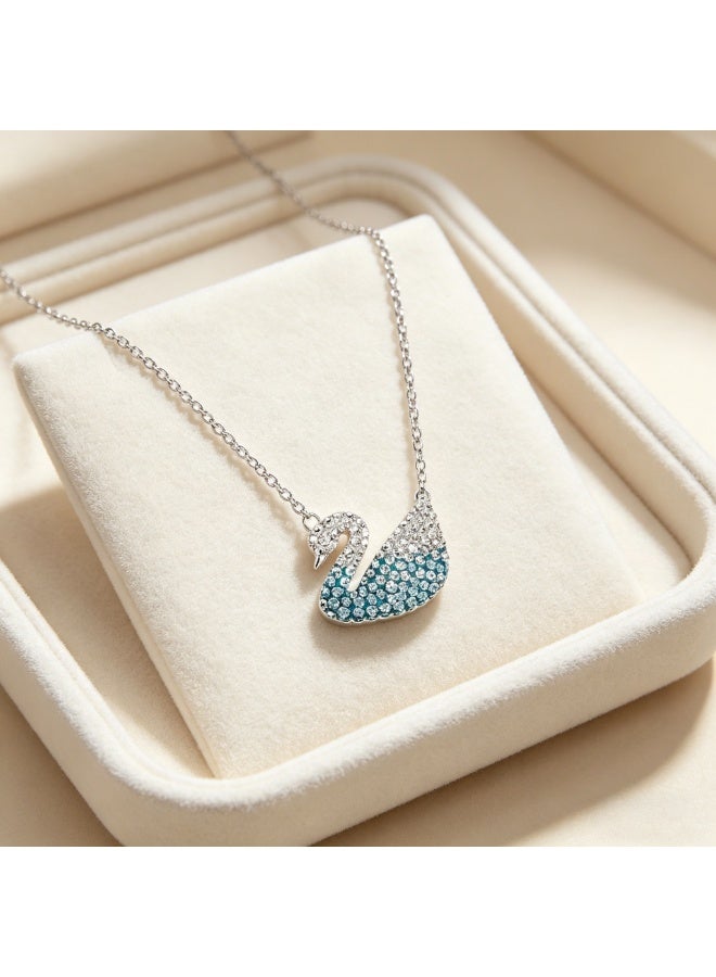 YelaJoy Dazzling Swan Necklace Rose Gold/Rose Gold Shiny Plating One Size,For Women Gift Packing - Image 2