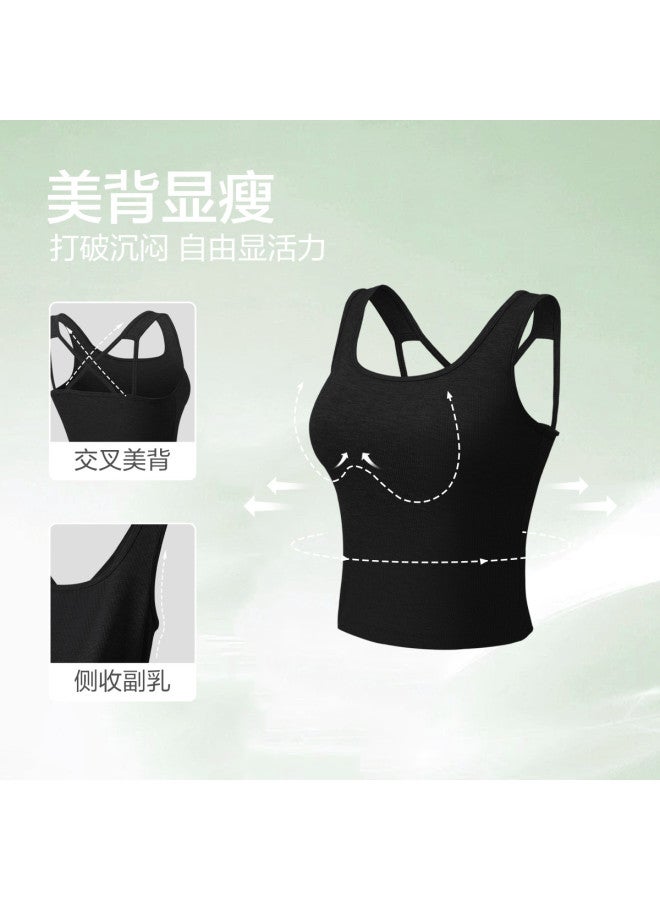 Red Bean Vertical Stripe Modal Women'S Vest, Cross-Back Design, Wearable As Outerwear, Slimming Camisole - Image 2