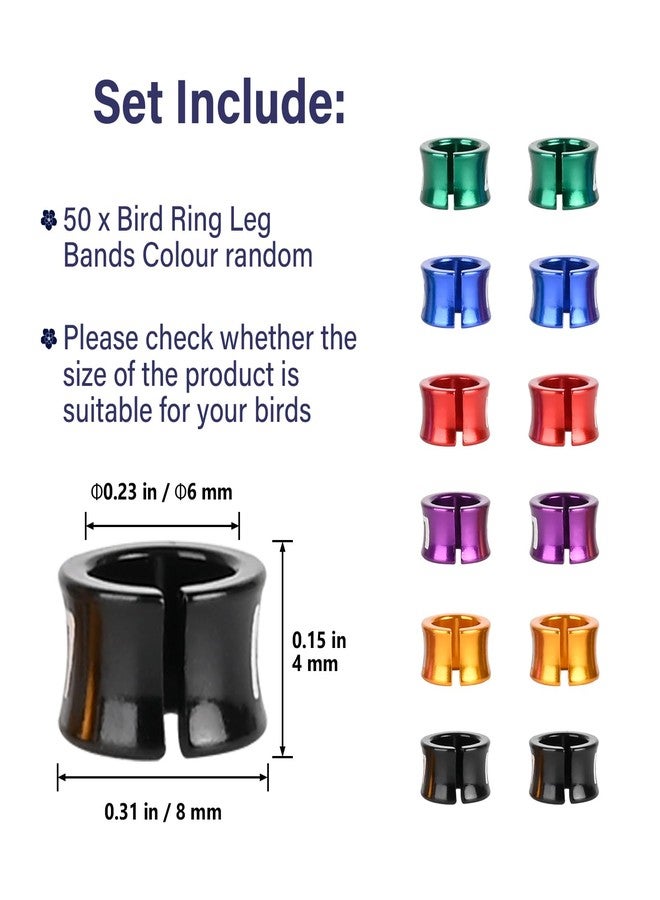 STPCTOU Open Bird Leg Rings - Aluminum ID Rings for Pigeons, Parrots, Doves - Mixed Colors, 50 PCS Per Pack - Image 2