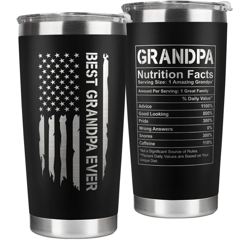 KATLADIZ Grandpa Gifts Grandpa Birthday Gifts from Grandchildren Fathers Day Gift Birthday Christmas for Grandfather Grandfather Gift Ideas from Granddaughter Grandson 20 Oz Black Tumbler