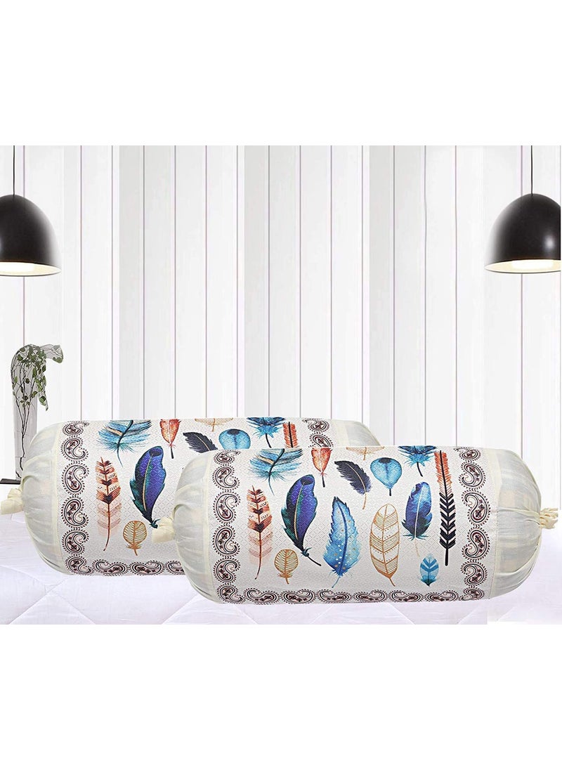 Kuber Industries Kuber Industries Wings Design Cotton Bolster Cover Set Cream 2 Pieces Standard CTKTC13654  - Image 3