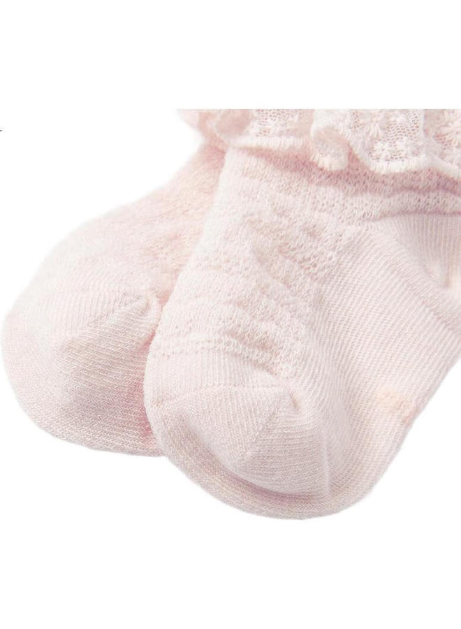 Dave & Bella Davebella Girls' Summer Short Socks, Db17732, Pink And White, Set Of 13Cm - Image 2