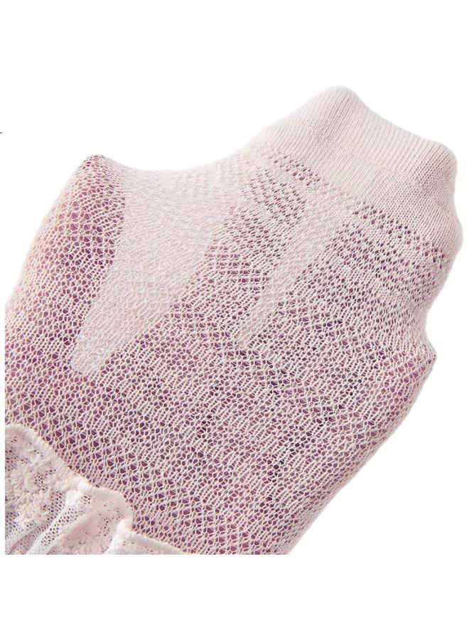Dave & Bella Davebella Girls' Summer Short Socks, Db17732, Pink And White, Set Of 13Cm - Image 1