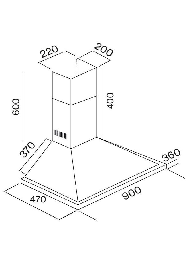 kitchen Pro Pyramid Hood - 90 CM - 550 Suction Power - 3 Speeds - Silver - AAS-9001D - Image 2