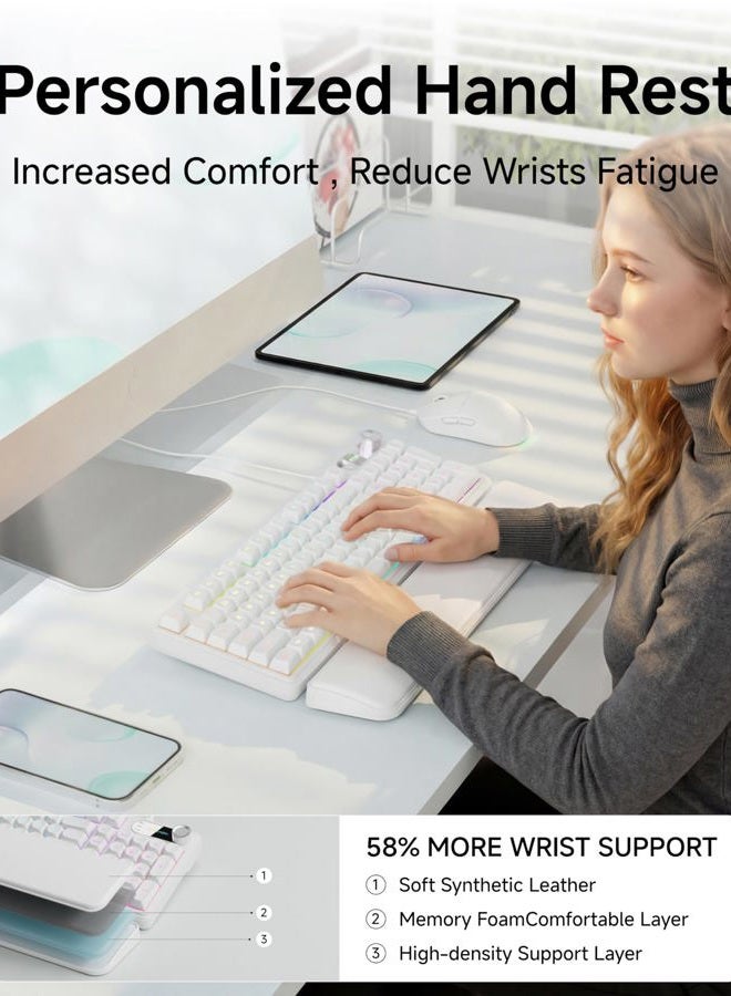 Eweadn Wired Keyboard and Mouse Combo with Detachable Wrist Rest, Quiet Ergonomic Keyboard Mouse Set with Multimedia Knob, RGB Backlit, Double-Shot Keycaps Natural Typing for Laptop, PC - White - Image 4
