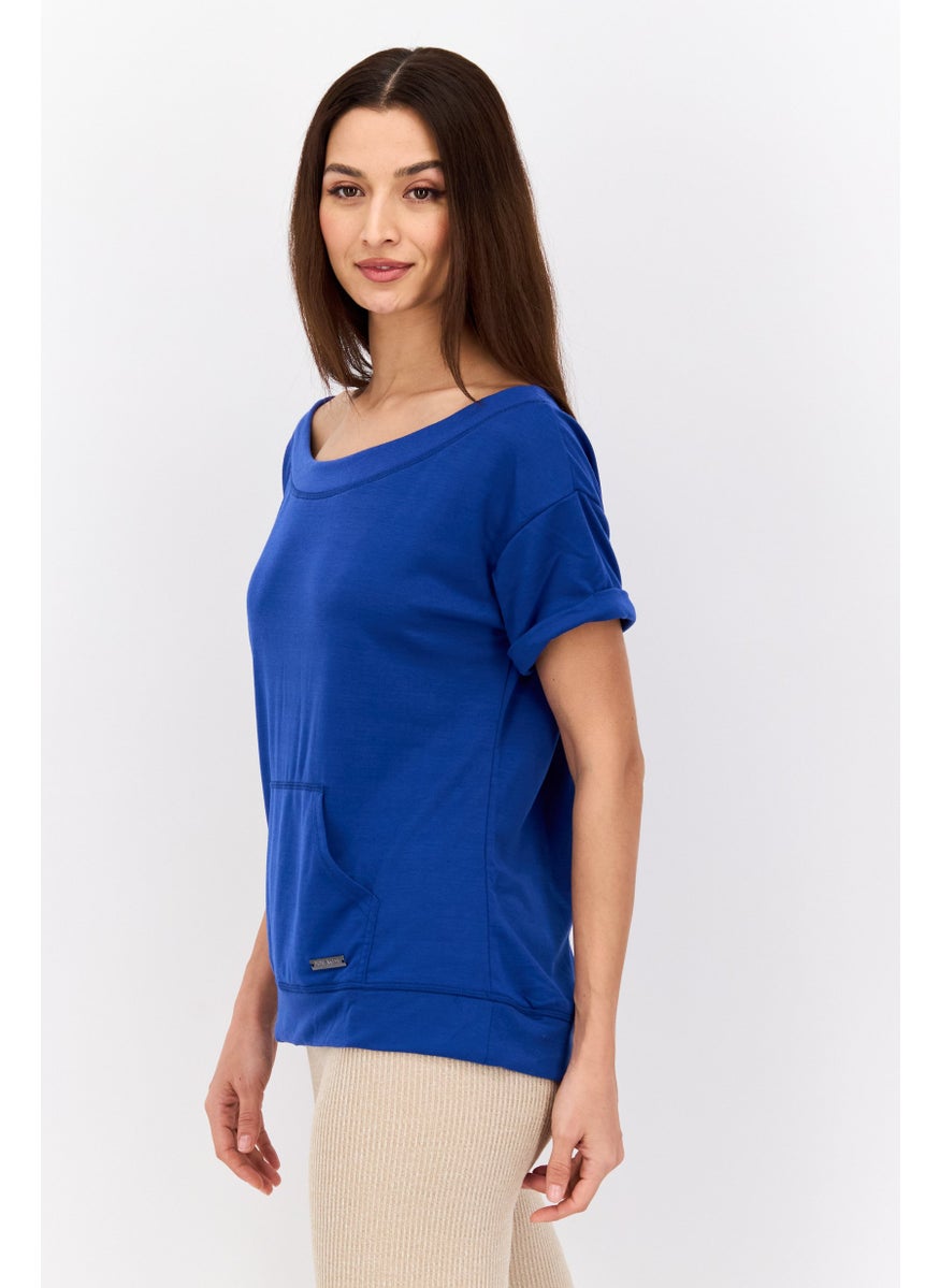 NINE WEST Women Sportswear Fit Short Sleeve Outdoor Top, Blue  - Image 2