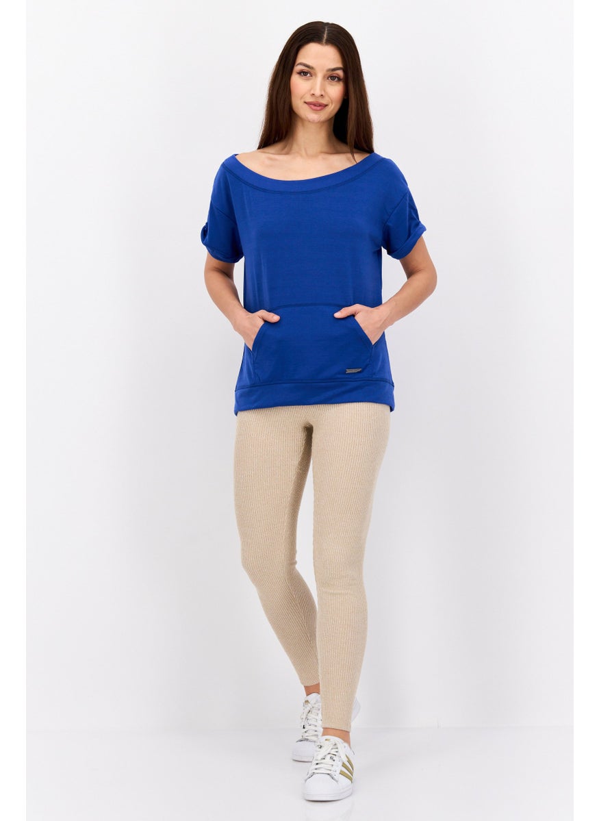 NINE WEST Women Sportswear Fit Short Sleeve Outdoor Top, Blue  - Image 4