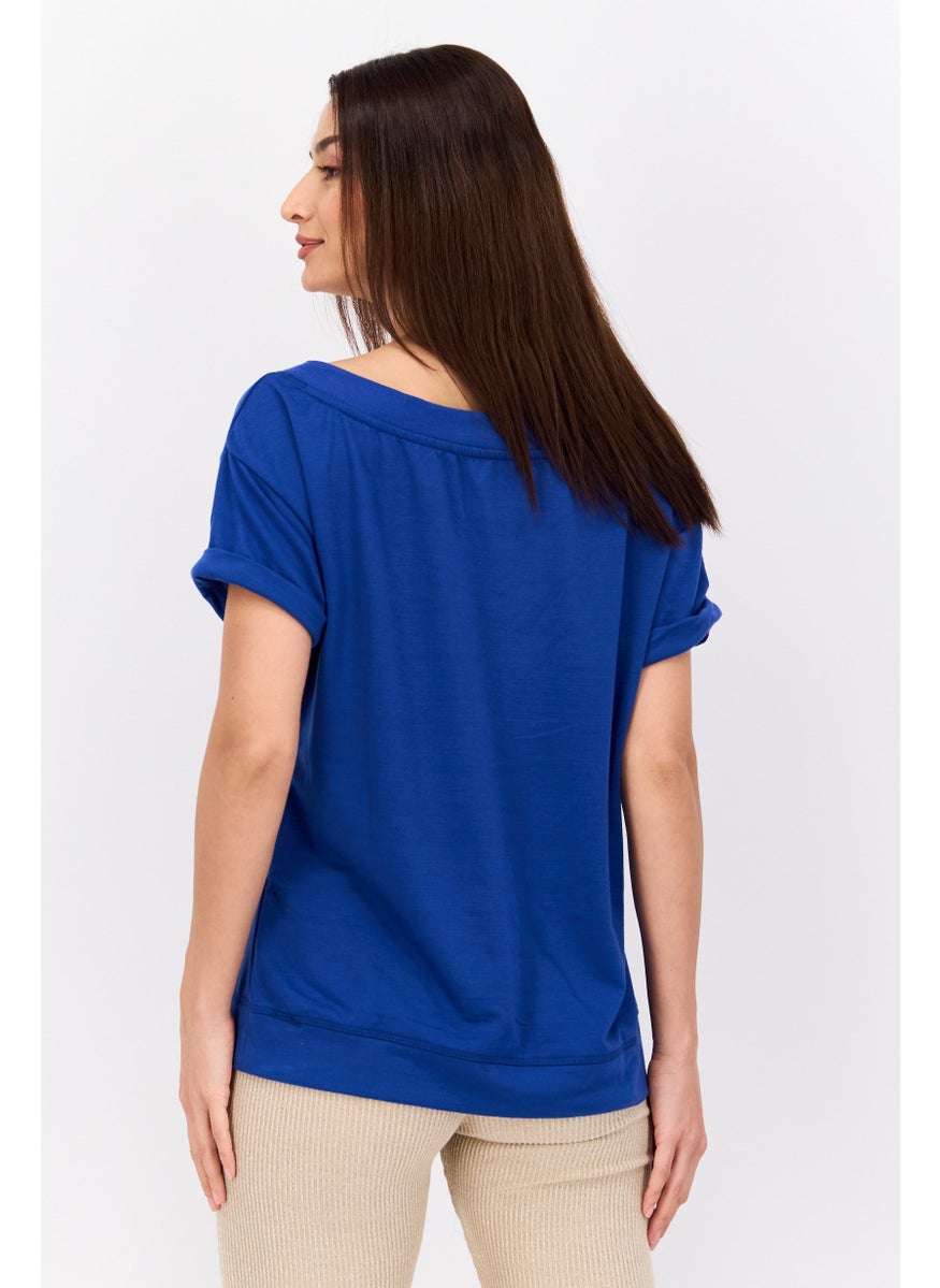 NINE WEST Women Sportswear Fit Short Sleeve Outdoor Top, Blue  - Image 3