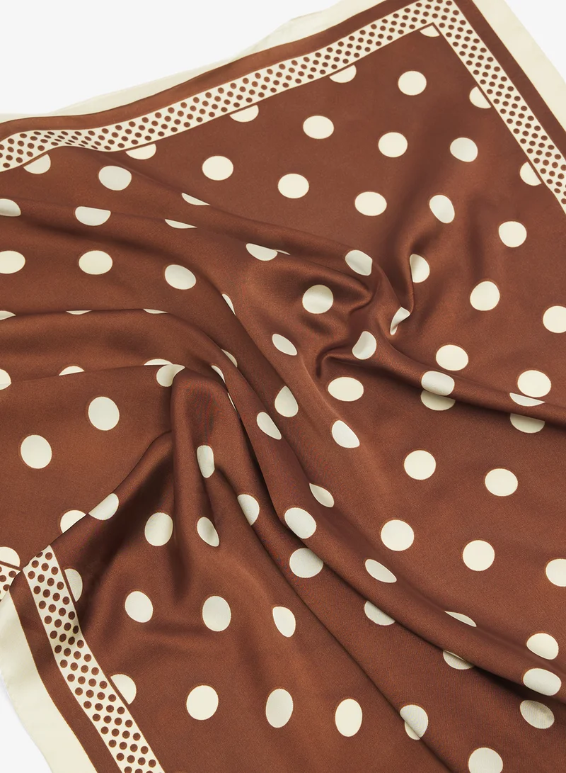 جينجر Silk Polka Dot Print Scarf