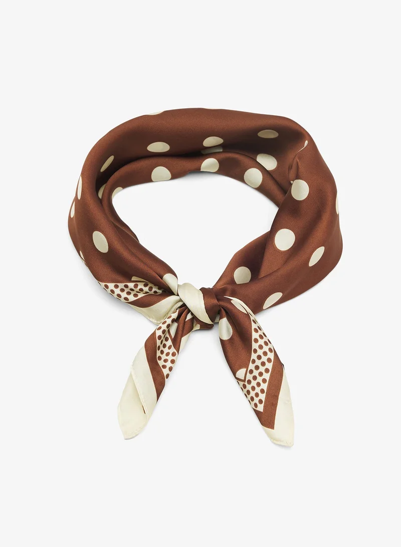Ginger Silk Polka Dot Print Scarf