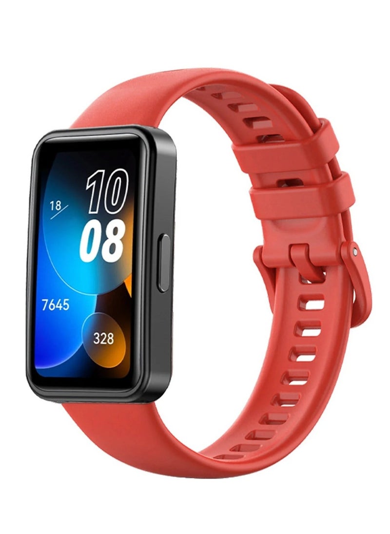Silicone Sport Watch Strap for Huawei Band 8 & Band 9 | Comfortable Replacement Bracelet Band (Red) - Image 2